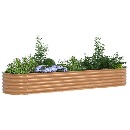Raised Garden Bed Brown with Wood Look 320x80x44 cm Steel