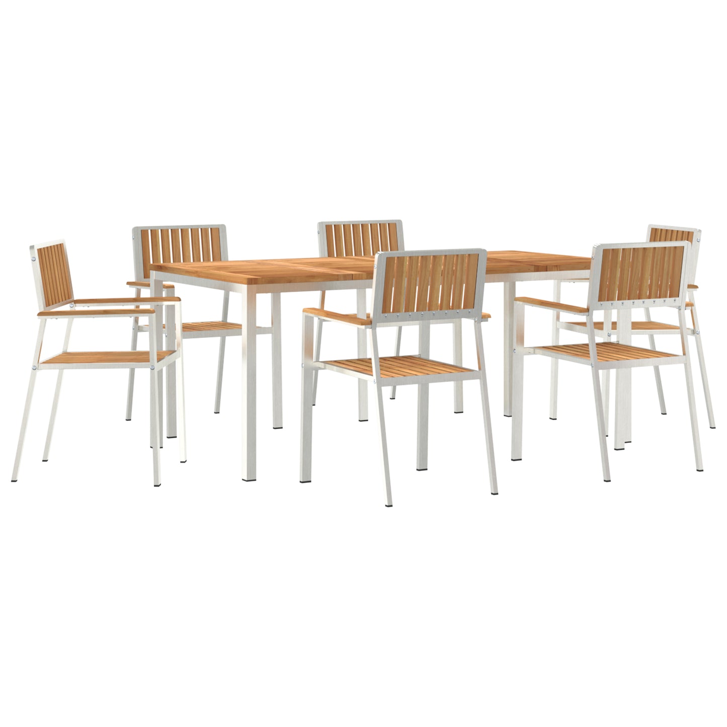 7 Piece Garden Dining Set Solid Wood Teak, vidaXL Outdoor Dining Table 180x90x75 cm Solid Wood Teak, vidaXL Stackable Garden Chairs 2 pcs Solid Wood Teak and Metal, vidaXL Stackable Garden Chairs 4 pcs Solid Wood Teak and Metal