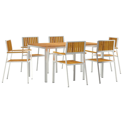 7 Piece Garden Dining Set Solid Wood Acacia, vidaXL Outdoor Dining Table 150x90x75 cm Solid Wood Acacia, vidaXL Stackable Garden Chairs 2 pcs Solid Wood Acacia and Metal, vidaXL Stackable Garden Chairs 4 pcs Solid Wood Acacia and Metal