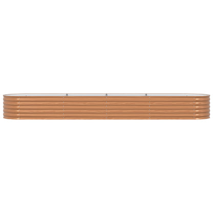 Raised Garden Bed Brown with Wood Look 400x80x44 cm Steel