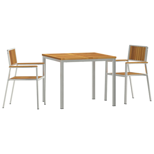 3 Piece Garden Dining Set Solid Wood Acacia, vidaXL Outdoor Dining Table 90x90x74.5 cm Solid Wood Acacia, vidaXL Stackable Garden Chairs 2 pcs Solid Wood Acacia and Metal