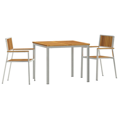 3 Piece Garden Dining Set Solid Wood Acacia, vidaXL Outdoor Dining Table 90x90x74.5 cm Solid Wood Acacia, vidaXL Stackable Garden Chairs 2 pcs Solid Wood Acacia and Metal
