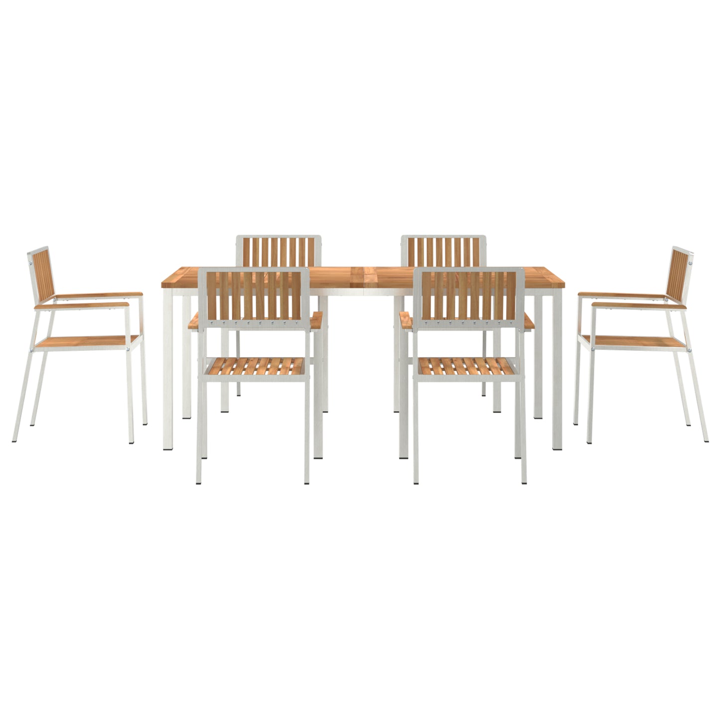 7 Piece Garden Dining Set Solid Wood Teak, vidaXL Outdoor Dining Table 180x90x75 cm Solid Wood Teak, vidaXL Stackable Garden Chairs 2 pcs Solid Wood Teak and Metal, vidaXL Stackable Garden Chairs 4 pcs Solid Wood Teak and Metal