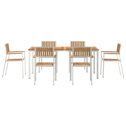 7 Piece Garden Dining Set Solid Wood Teak, vidaXL Outdoor Dining Table 180x90x75 cm Solid Wood Teak, vidaXL Stackable Garden Chairs 2 pcs Solid Wood Teak and Metal, vidaXL Stackable Garden Chairs 4 pcs Solid Wood Teak and Metal