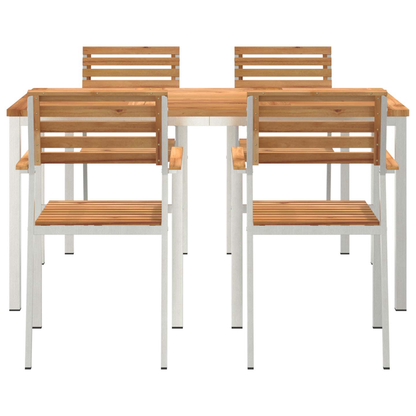 5 Piece Garden Dining Set Solid Wood Teak, vidaXL Outdoor Dining Table 150x90x75 cm Solid Wood Teak, vidaXL Stackable Garden Chairs 4 pcs Solid Wood Teak and Steel