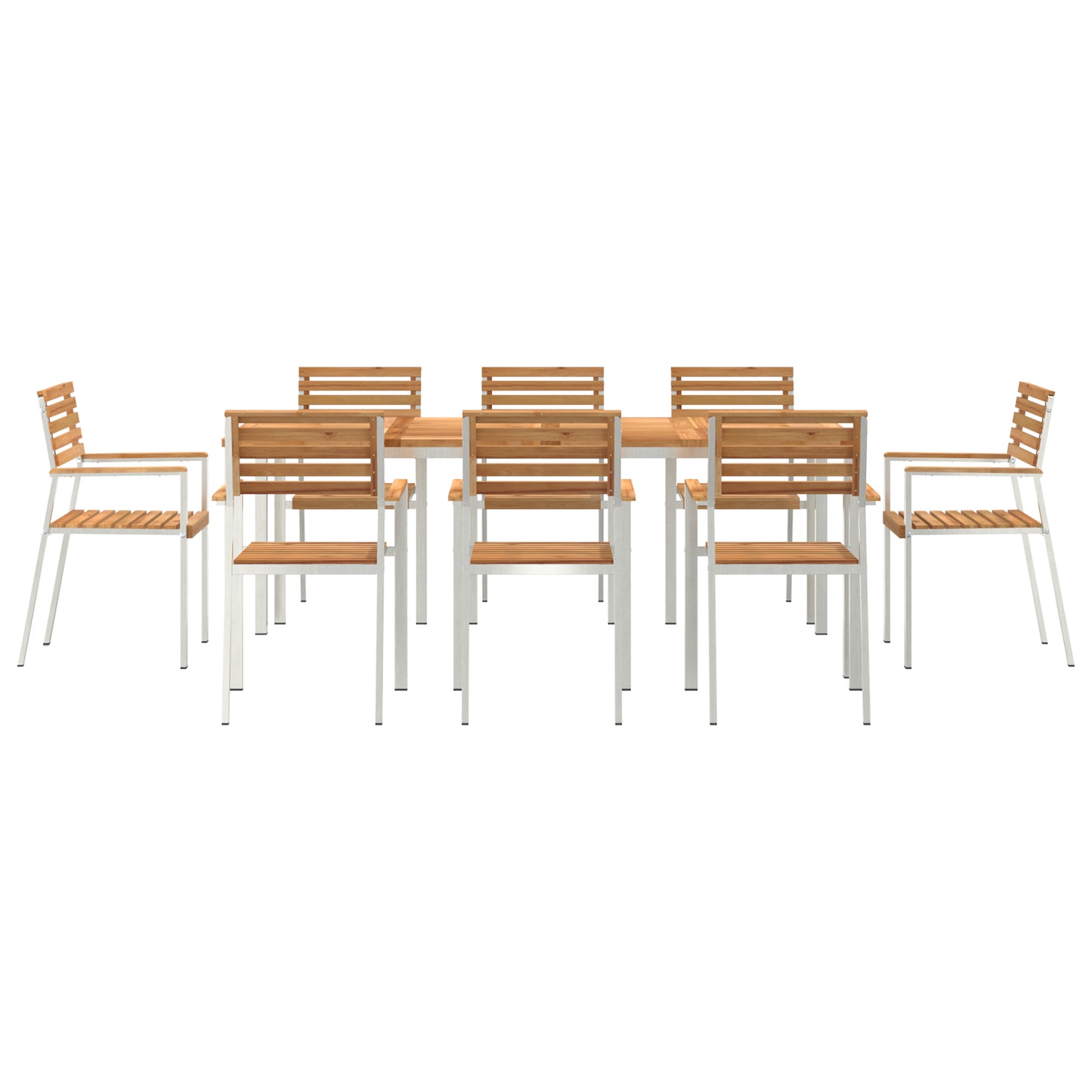 9 Piece Garden Dining Set Solid Wood Teak, vidaXL Outdoor Dining Table 200x90x74.5 cm Solid Wood Teak, vidaXL Stackable Garden Chairs 4 pcs Solid Wood Teak and Steel