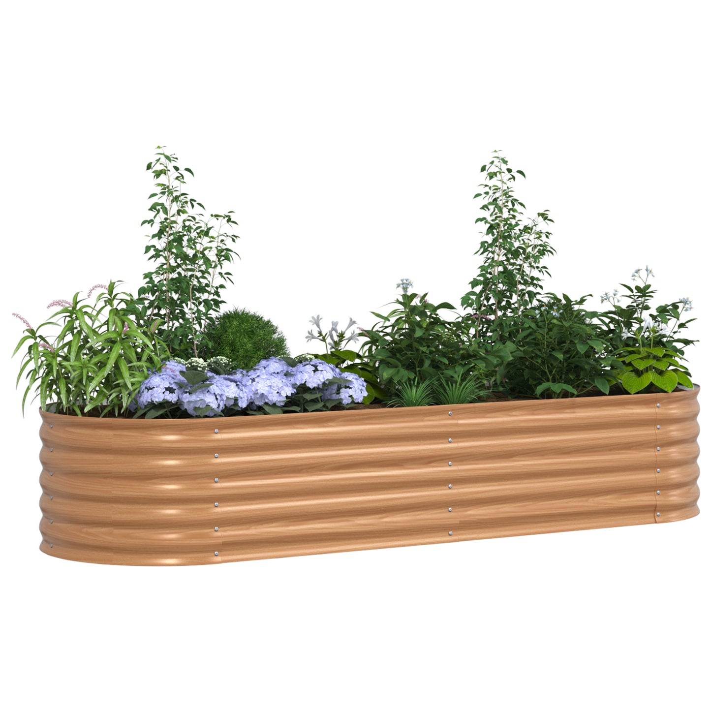 Garden Raised Bed Wood Effect Galvanised Steel 240 x 80 x 44 cm