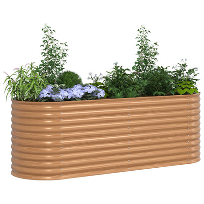 Brown Raised Garden Bed - Wood Look 240x80x81 cm Steel