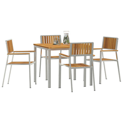 5 Piece Garden Dining Set Solid Wood Acacia, vidaXL Outdoor Dining Table 90x90x74.5 cm Solid Wood Acacia, vidaXL Stackable Garden Chairs 4 pcs Solid Wood Acacia and Metal