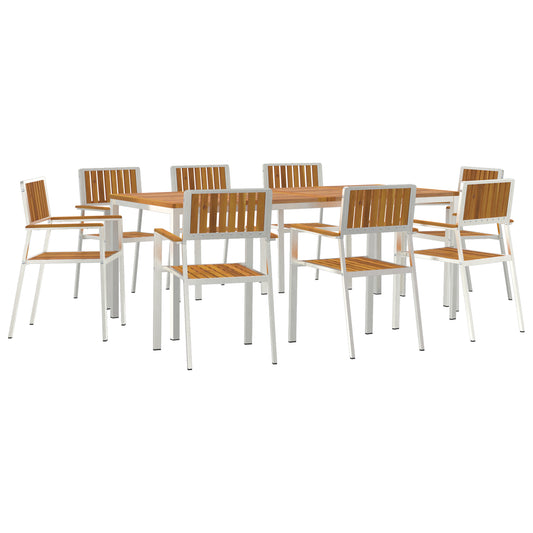 9 Piece Garden Dining Set Solid Wood Acacia, vidaXL Outdoor Dining Table 200x90x74.5 cm Solid Wood Acacia, vidaXL Stackable Garden Chairs 4 pcs Solid Wood Acacia and Metal