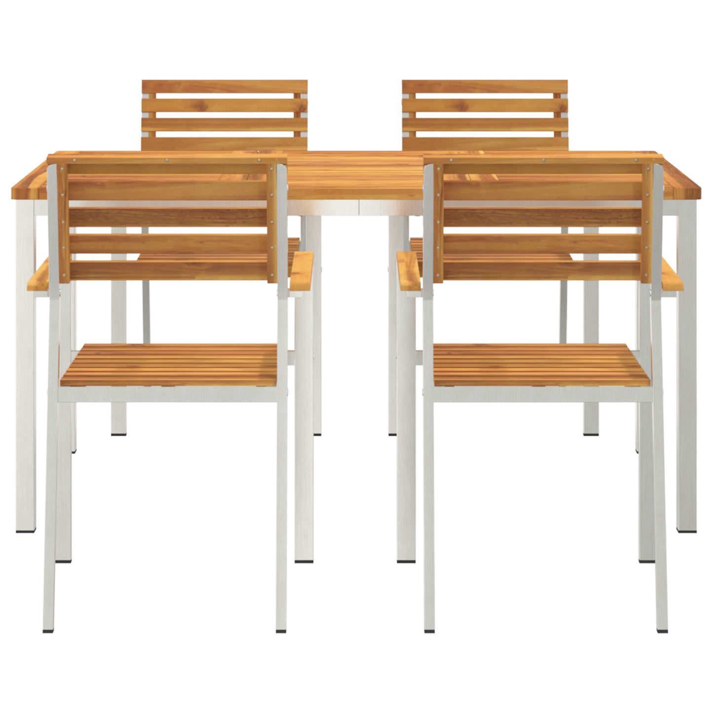 5 Piece Garden Dining Set Solid Wood Acacia, vidaXL Outdoor Dining Table 150x90x75 cm Solid Wood Acacia, vidaXL Stackable Garden Chairs 4 pcs Solid Wood Acacia and Steel