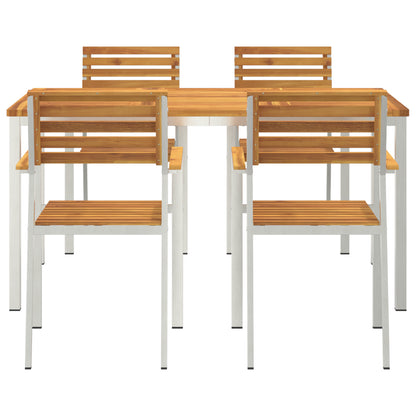 5 Piece Garden Dining Set Solid Wood Acacia, vidaXL Outdoor Dining Table 150x90x75 cm Solid Wood Acacia, vidaXL Stackable Garden Chairs 4 pcs Solid Wood Acacia and Steel