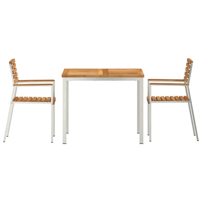 3 Piece Garden Dining Set Solid Wood Teak, vidaXL Outdoor Dining Table 90x90x74.5 cm Solid Wood Teak, vidaXL Stackable Garden Chairs 2 pcs Solid Wood Teak and Steel