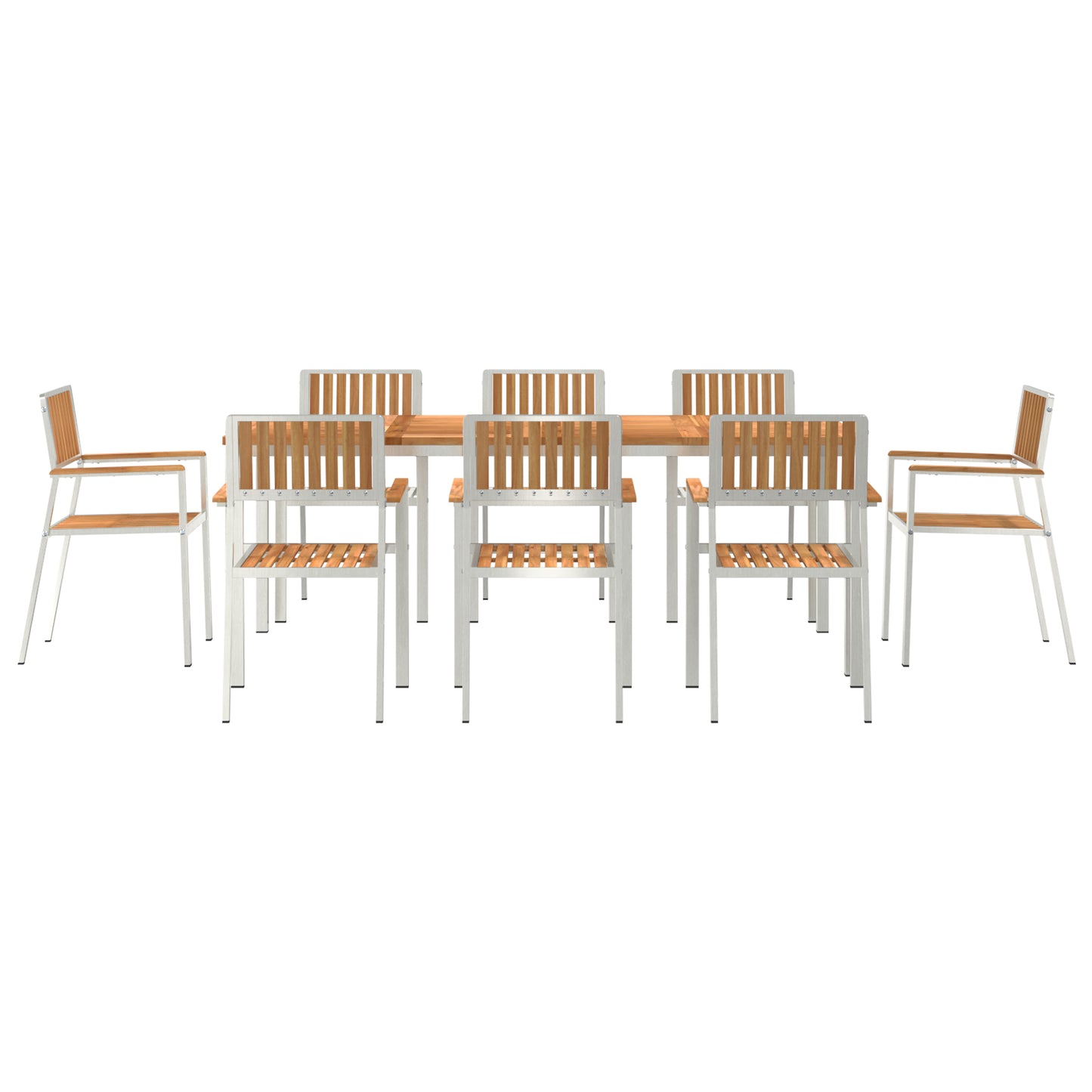 9 Piece Garden Dining Set Solid Wood Teak, vidaXL Outdoor Dining Table 200x90x74.5 cm Solid Wood Teak, vidaXL Stackable Garden Chairs 4 pcs Solid Wood Teak and Metal
