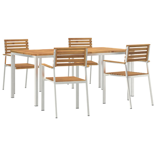 5 Piece Garden Dining Set Solid Wood Acacia, vidaXL Outdoor Dining Table 180x90x75 cm Solid Wood Acacia, vidaXL Stackable Garden Chairs 4 pcs Solid Wood Acacia and Steel