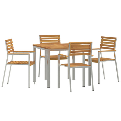 5 Piece Garden Dining Set Solid Wood Acacia, vidaXL Outdoor Dining Table 90x90x74.5 cm Solid Wood Acacia, vidaXL Stackable Garden Chairs 4 pcs Solid Wood Acacia and Steel