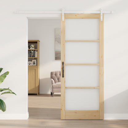 Sliding Door with Hardware Set 'ORKDAL'Solid Wood & Glass, vidaXL Interior Door with Glass 'ORKDAL'86x211x4 cm Solid Wood Pine
