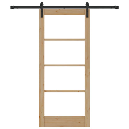Sliding Door with Hardware Set 'ORKDAL'Solid Wood & Glass, vidaXL Interior Door with Glass 'ORKDAL'86x198.5x4 cm Solid Wood Pine