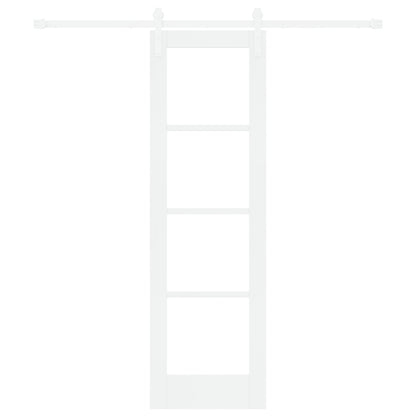 Sliding Door with Hardware Set "ORKDAL" White Solid Wood & Glass, vidaXL Interior Door with Glass "ORKDAL" White 61x198.5x4 cm