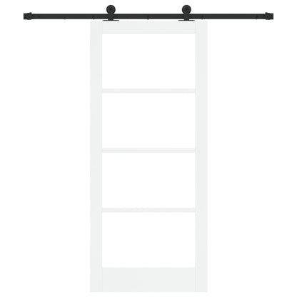 Sliding Door with Hardware Set 'ORKDAL'White Solid Wood & Glass, vidaXL Interior Door with Glass 'ORKDAL'White 86x198.5x4 cm