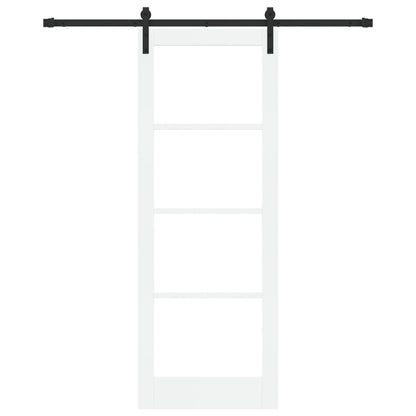 Sliding Door with Hardware Set 'ORKDAL'White Solid Wood & Glass, vidaXL Interior Door with Glass 'ORKDAL'White 78x211x4 cm