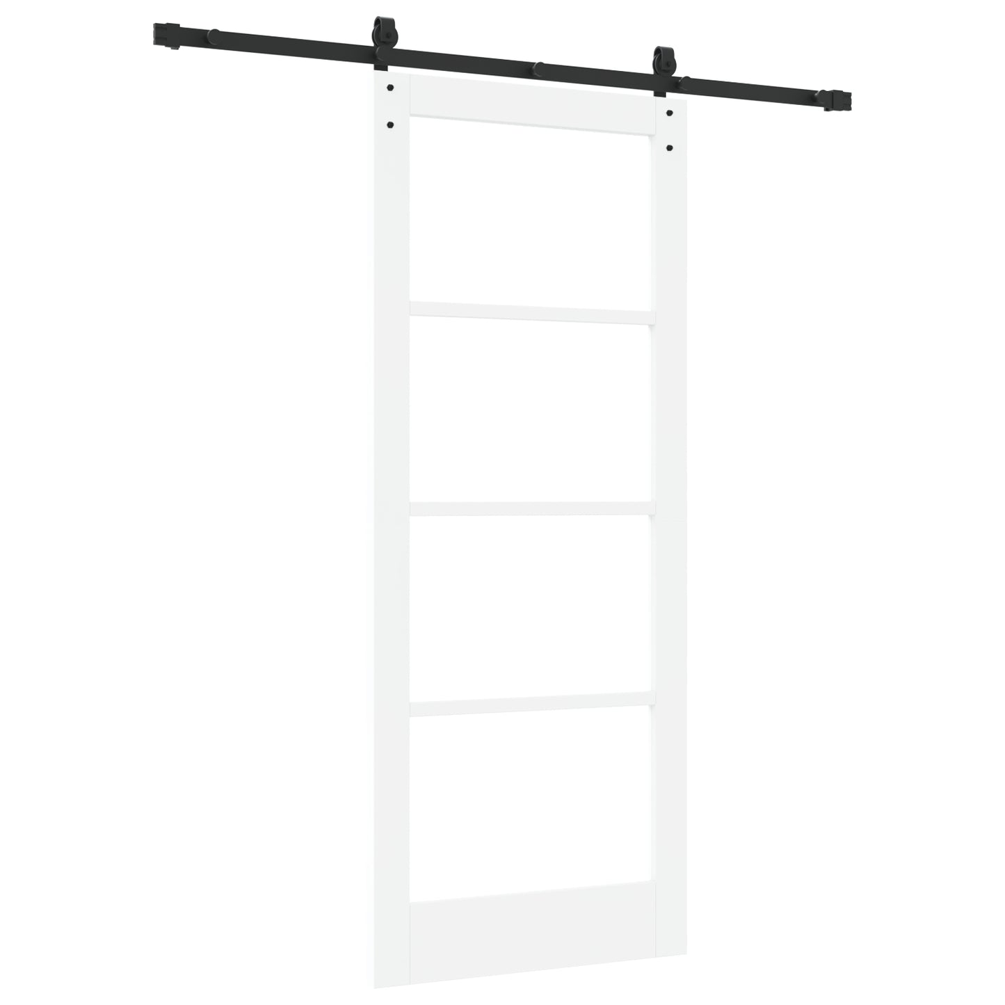 Sliding Door with Hardware Set 'ORKDAL'White Solid Wood&Glass, vidaXL Interior Door with Glass 'ORKDAL'White 83x202x4 cm