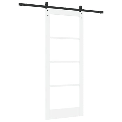 Sliding Door with Hardware Set 'ORKDAL'White Solid Wood&Glass, vidaXL Interior Door with Glass 'ORKDAL'White 83x202x4 cm