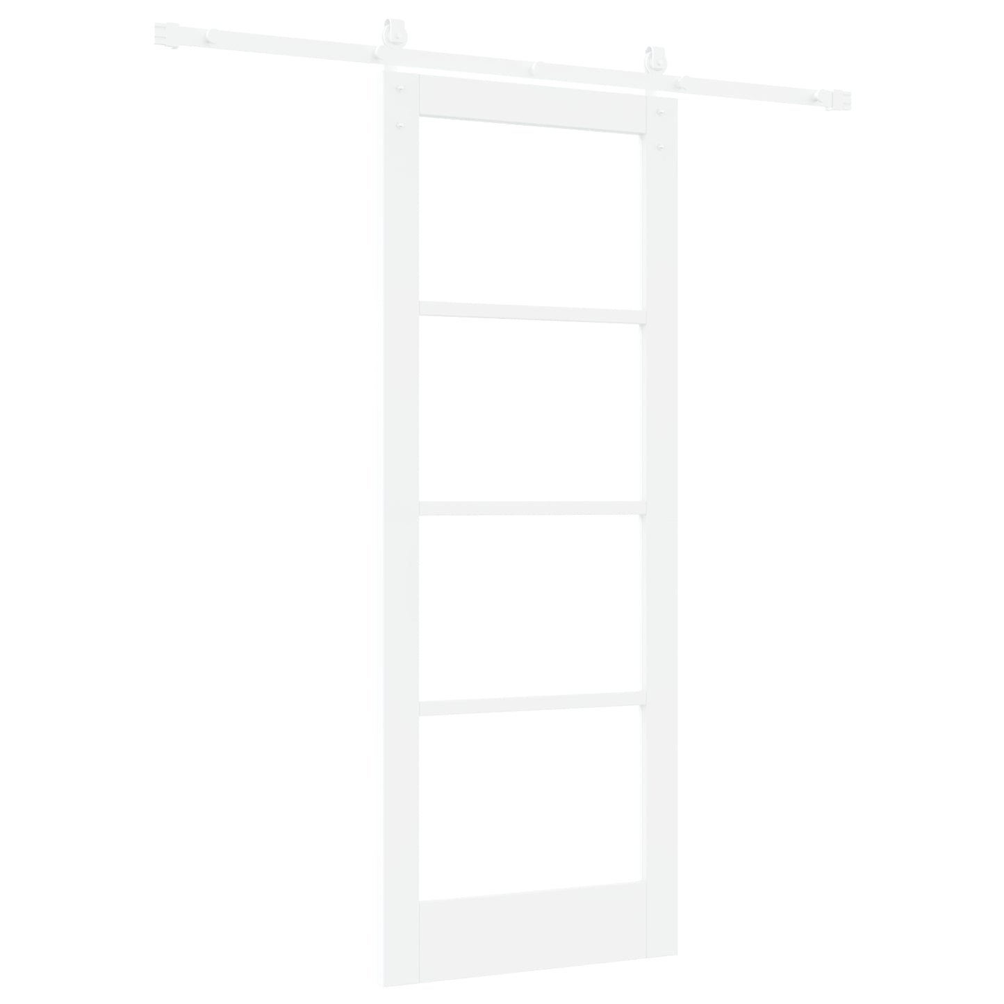 Sliding Door with Hardware Set "ORKDAL" White Solid Wood & Glass, vidaXL Interior Door with Glass "ORKDAL" White 78x202x4 cm