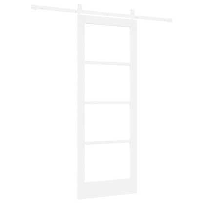 Sliding Door with Hardware Set "ORKDAL" White Solid Wood & Glass, vidaXL Interior Door with Glass "ORKDAL" White 78x202x4 cm