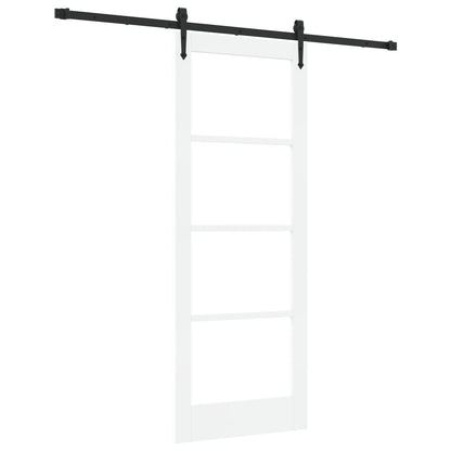 Sliding Door with Hardware Set White 78x202 cm Solid Wood Pine, vidaXL Interior Door with Glass 'ORKDAL'White 78x202x4 cm