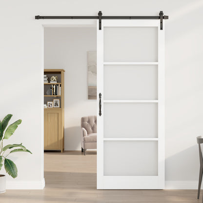 Sliding Door with Hardware Set 'ORKDAL'White Solid Wood & Glass, vidaXL Interior Door with Glass 'ORKDAL'White 93x232x4 cm