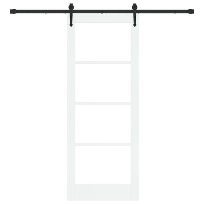 Sliding Door with Hardware Set White 78x202 cm Solid Wood Pine, vidaXL Interior Door with Glass 'ORKDAL'White 78x202x4 cm