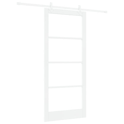 Sliding Door with Hardware Set White 93x211 cm Solid Wood Pine, vidaXL Interior Door with Glass 'ORKDAL'White 93x211x4 cm