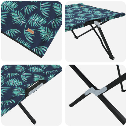 Folding Sun Bed with Carry Bag Leaf Pattern 600D Oxford Fabric
