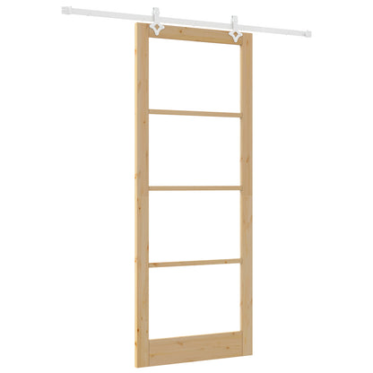 Sliding Door with Hardware Set 93x232 cm Solid Wood Pine, vidaXL Interior Door with Glass 'ORKDAL'93x232x4 cm Solid Wood Pine