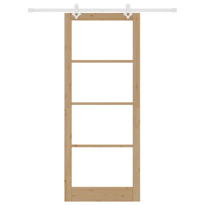 Sliding Door with Hardware Set 93x232 cm Solid Wood Pine, vidaXL Interior Door with Glass 'ORKDAL'93x232x4 cm Solid Wood Pine
