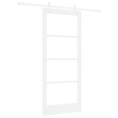 Sliding Door with Hardware Set White 86x198,5 cm Solid Wood Pine, vidaXL Interior Door with Glass 'ORKDAL'White 86x198,5x4 cm