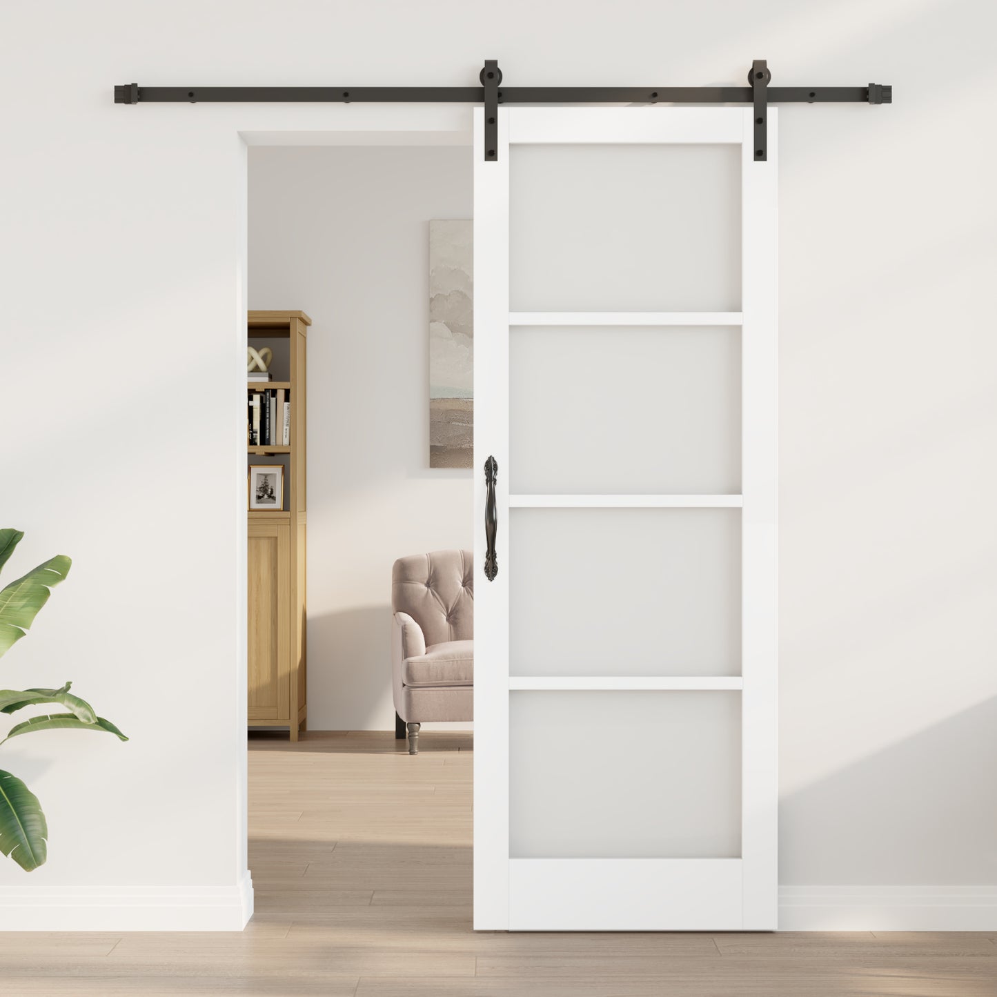 Sliding Door with Hardware Set 'ORKDAL'White Solid Wood & Glass, vidaXL Interior Door with Glass 'ORKDAL'White 78x211x4 cm