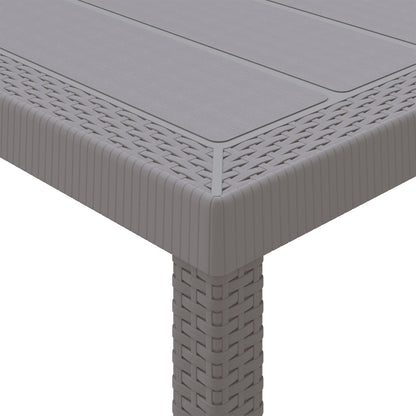 11 Piece Garden Dining Set Light Grey Poly Rattan
