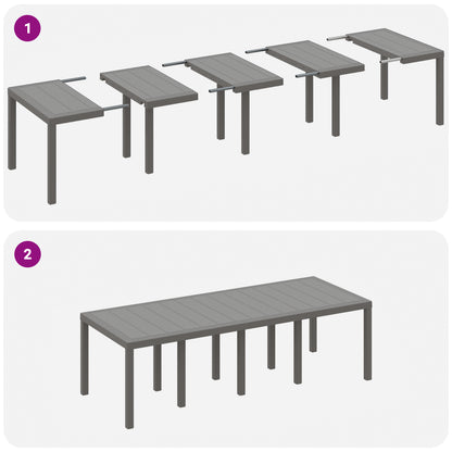11 Piece Garden Dining Set Light Grey Poly Rattan