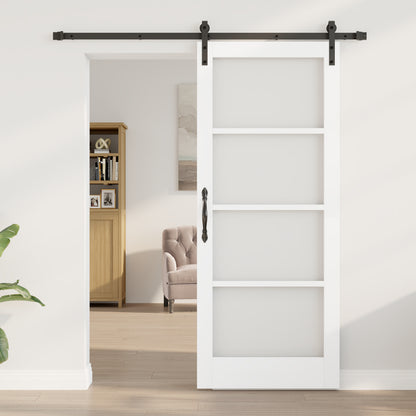 Sliding Door with Hardware Set 'ORKDAL'White Solid Wood&Glass, vidaXL Interior Door with Glass 'ORKDAL'White 83x202x4 cm
