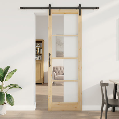 Sliding Door with Hardware Set 'ORKDAL'Solid Wood & Glass, vidaXL Interior Door with Glass 'ORKDAL'78x232x4 cm Solid Wood Pine