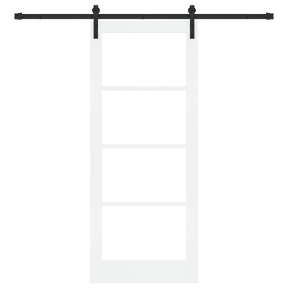 Sliding Door with Hardware Set 'ORKDAL'White Solid Wood & Glass, vidaXL Interior Door with Glass 'ORKDAL'White 83x202x4 cm