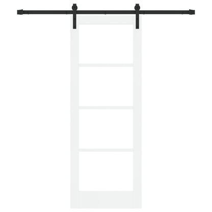 Sliding Door with Hardware Set 'ORKDAL'White Solid Wood & Glass, vidaXL Interior Door with Glass 'ORKDAL'White 73.5x198.5x4 cm
