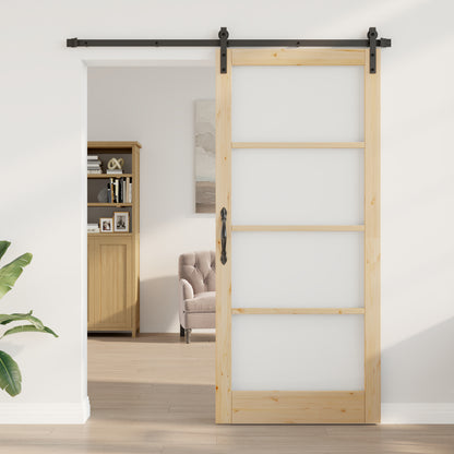 Sliding Door with Hardware Set 'ORKDAL'Solid Wood & Glass, vidaXL Interior Door with Glass 'ORKDAL'93x211x4 cm Solid Wood Pine