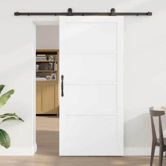 Sliding Door with Hardware Set White 93x202 cm Solid Wood Pine, vidaXL Interior Door “ORKDAL” White 93x202x4 cm Solid Wood Pine
