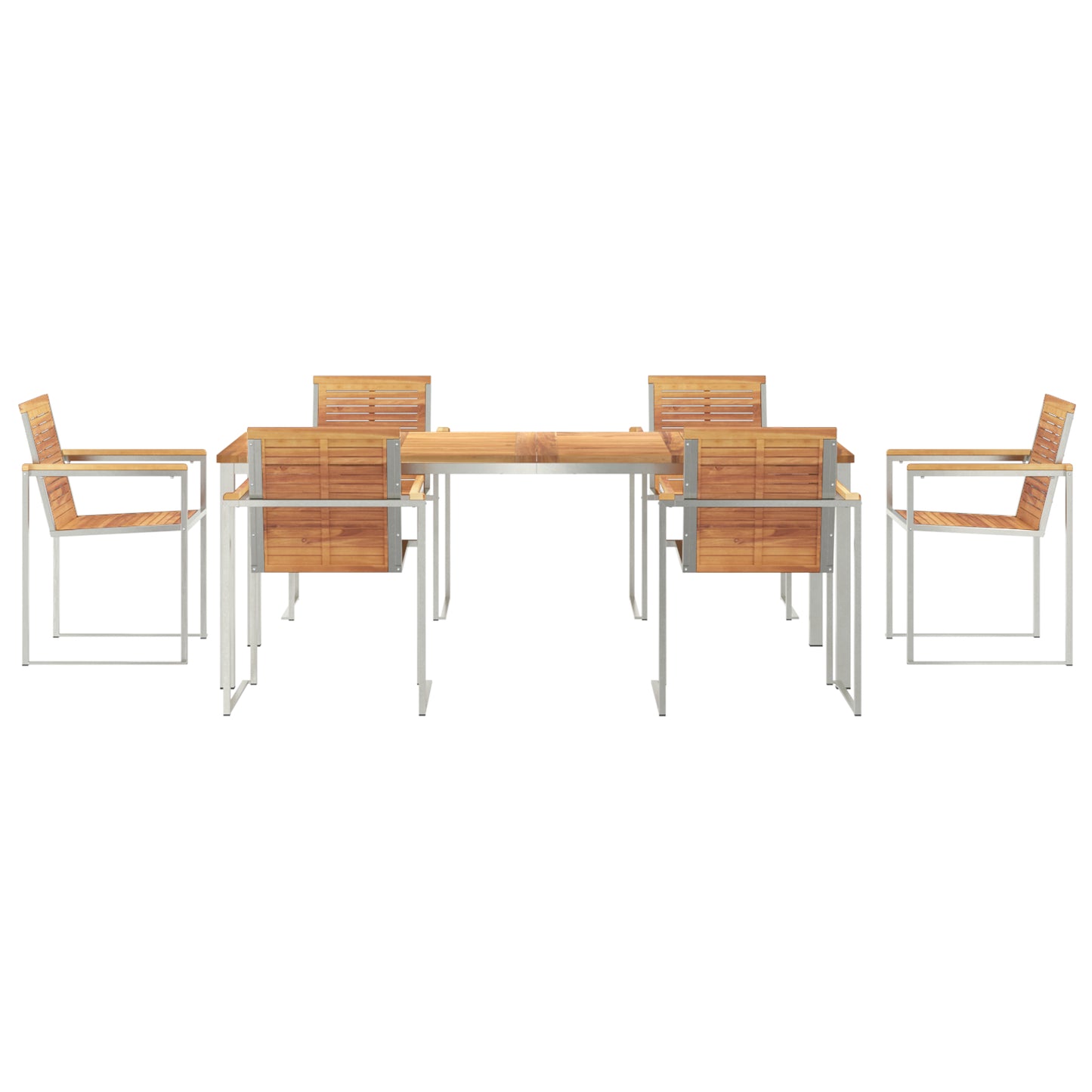 7 Piece Garden Dining Set in Solid Wood Teak, vidaXL Outdoor Dining Table 200x90x74.5 cm in Solid Wood Teak