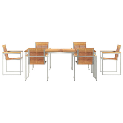 7 Piece Garden Dining Set in Solid Wood Teak, vidaXL Outdoor Dining Table 200x90x74.5 cm in Solid Wood Teak