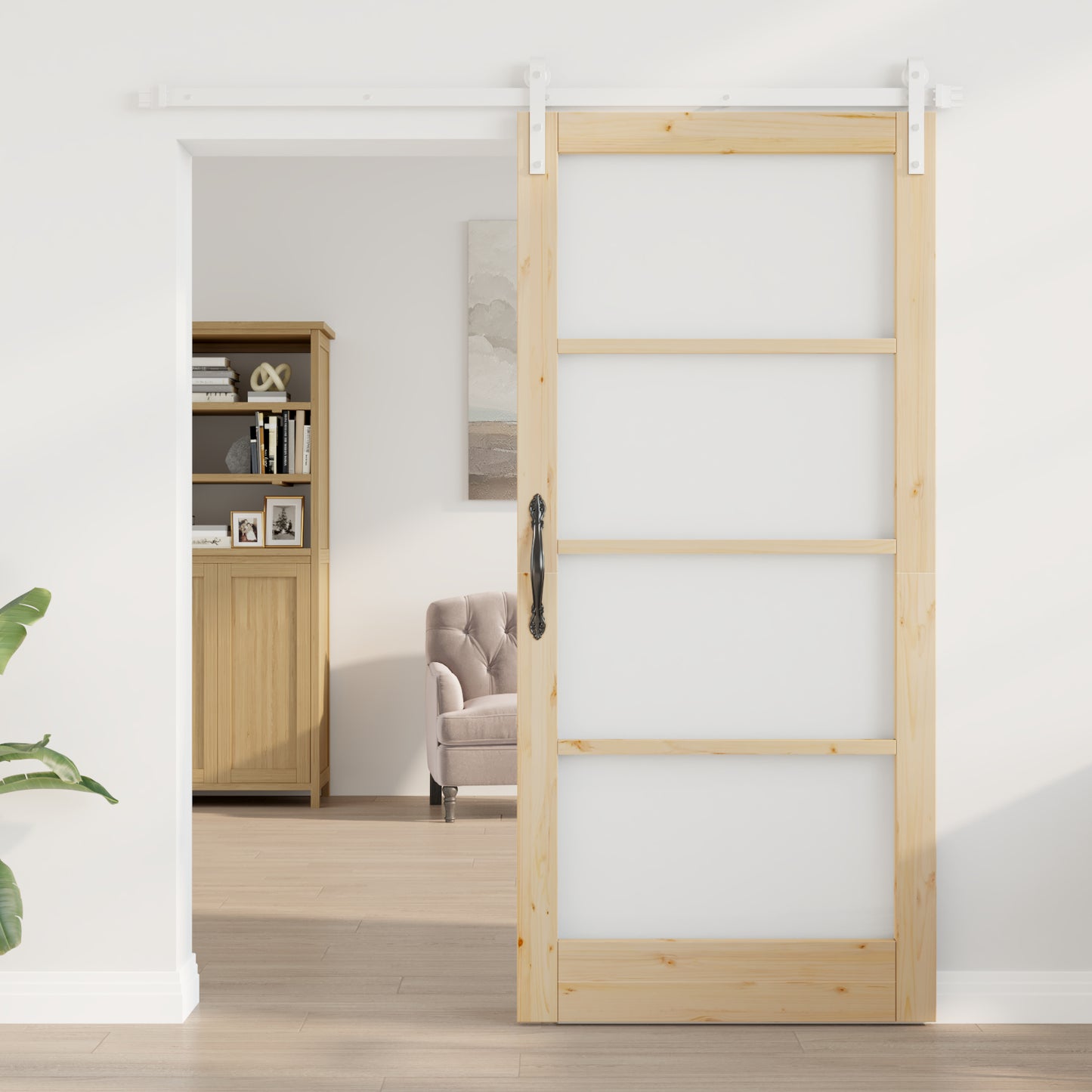 Sliding Door with Hardware Set 'ORKDAL'Solid Wood & Glass, vidaXL Interior Door with Glass 'ORKDAL'93x202x4 cm Solid Wood Pine