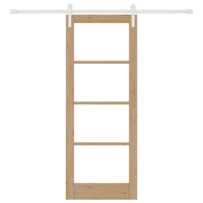 Sliding Door with Hardware Set "ORKDAL" Solid Wood & Glass, vidaXL Interior Door with Glass "ORKDAL" 78x202x4 cm Solid Wood Pine